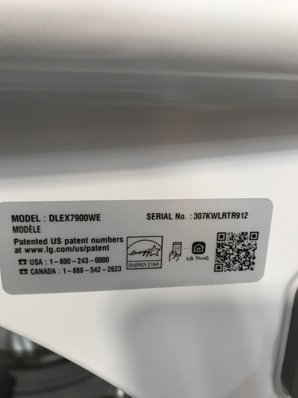 Photo 7 of LG TurboSteam 7.3-cu ft Steam Cycle Smart Electric Dryer (White) ENERGY STAR
