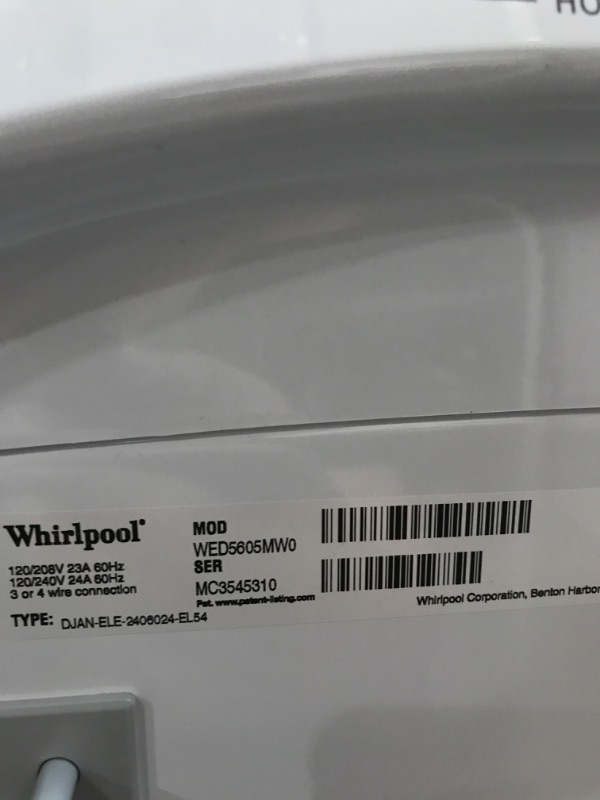 Photo 5 of Whirlpool 7.4-cu ft Stackable Electric Dryer (White) ENERGY STAR
