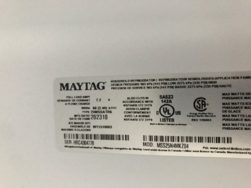 Photo 6 of Maytag 24.9-cu ft Side-by-Side Refrigerator (Fingerprint Resistant Stainless Steel)
