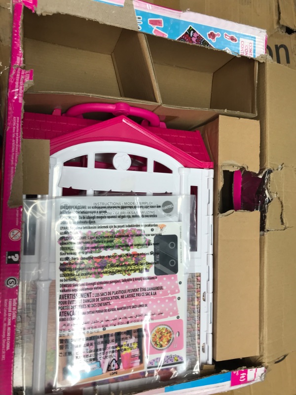 Photo 2 of Barbie Glam Getaway Portable Dollhouse, 1 Story with Furniture, Accessories and Carrying Handle, for 3 to 7 Year Olds