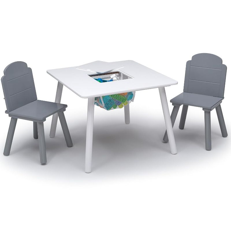 Photo 1 of Delta Children Finn Table and Chair Set with Storage, White/Grey
