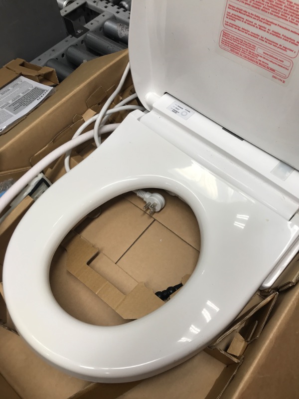 Photo 4 of * Not Functional * TOTO SW583#01 S350E Electronic Bidet Toilet Seat with Cleansing Warm, Nightlight, Auto Open and Close Lid, Instantaneous Water Heating, and EWATER+, Round, Cotton White
