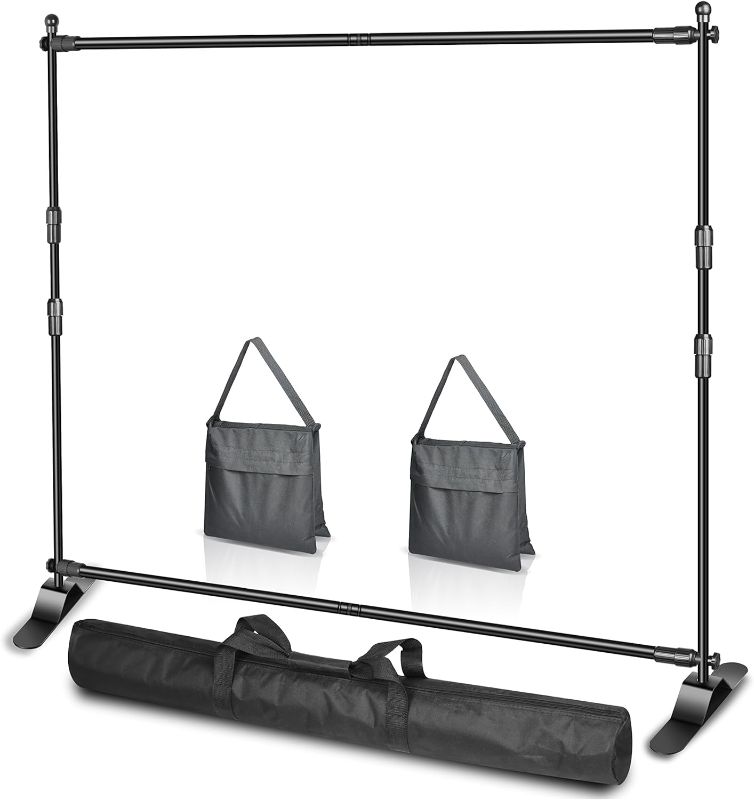 Photo 1 of  10 x 8ft (W X H) Photo Backdrop Banner Stand - Adjustable Telescopic Tube Trade Show Display Stand, Step and Repeat Frame Stand for Professional...
