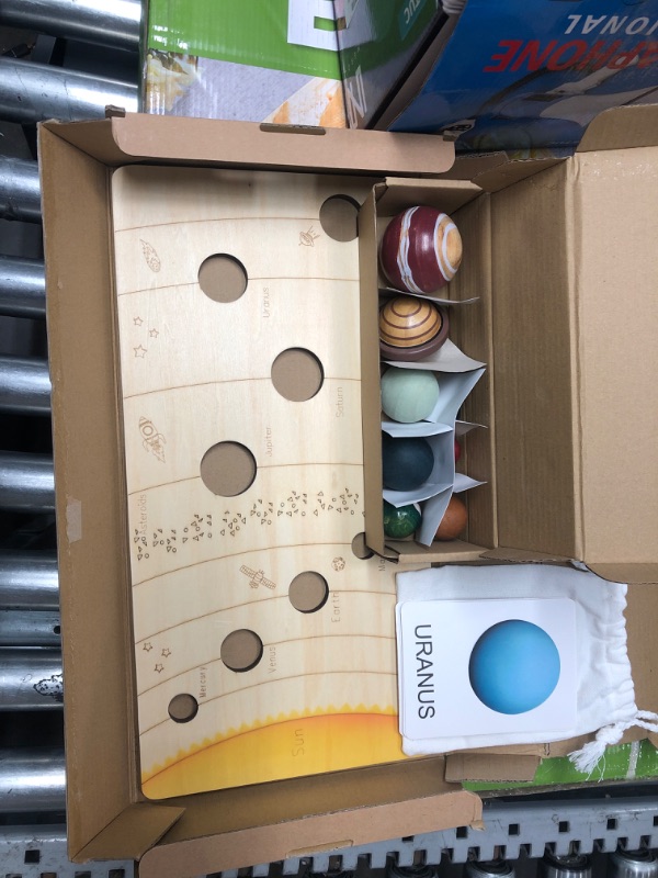 Photo 2 of 3D Wooden Solar System Model Board?Montessori Planets Balls?Educational Planets Toys?Space Learning Toys?Astronomy for Kids/Adults for Home Office Desk Decorations