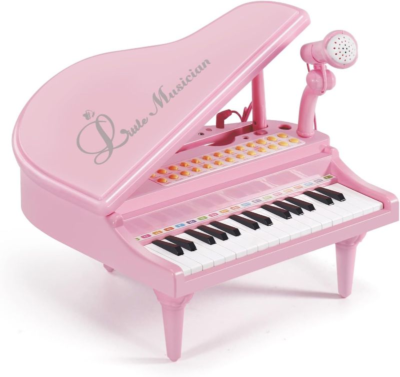 Photo 4 of BAOLI 31 Keys Little Pink Piano for Girls with Microphone Electronic Organ Music Keyboard for Kids
