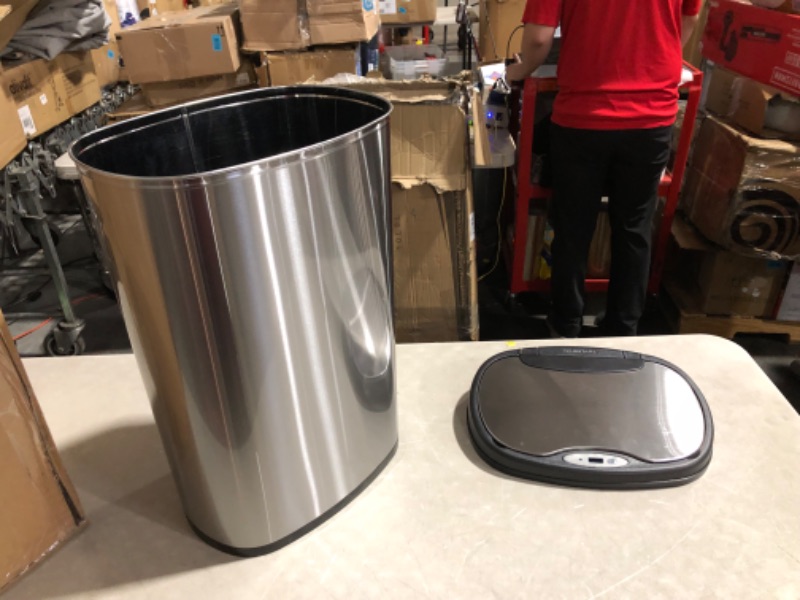 Photo 2 of ***MOTION SENSING FUNCTION DOESN'T WORK***
NINESTARS DZT-50-25 Motion Sensor Trash Can, Large, Silver