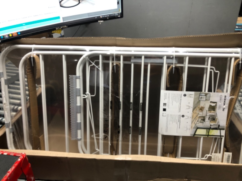 Photo 1 of SONGMICS Clothes Drying Rack, Foldable 2-Level Laundry Drying Rack, Free-Standing Large Drying Rack, with Height-Adjustable Wings, 33 Drying Rails, Sock Clips, White and Gray ULLR053G01 White+ Gray