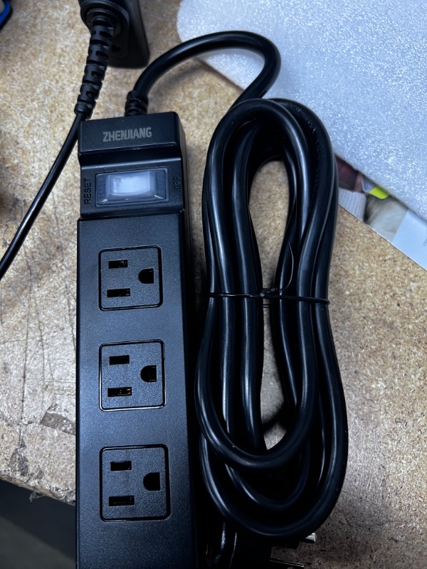 Photo 1 of Power Strip Surge Protector 10Ft - Wall Mount, Flat Plug, Long Extension Cord with Multiple Outlets, 9 Wide Spaced Outlets and 3 Side Design, Overload Protection for Home Office Dorm 10 FT Black