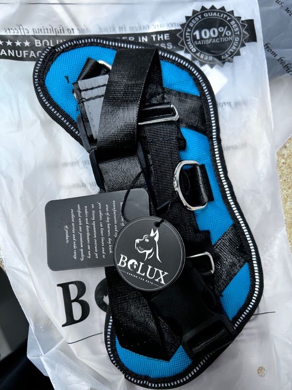 Photo 2 of Bolux Dog Harness, No-Pull Reflective Dog Vest, Breathable Adjustable Pet Harness with Handle for Outdoor Walking - No More Pulling, Tugging or Choking (Turquoise, XS) X-Small (Pack of 1) Turquoise