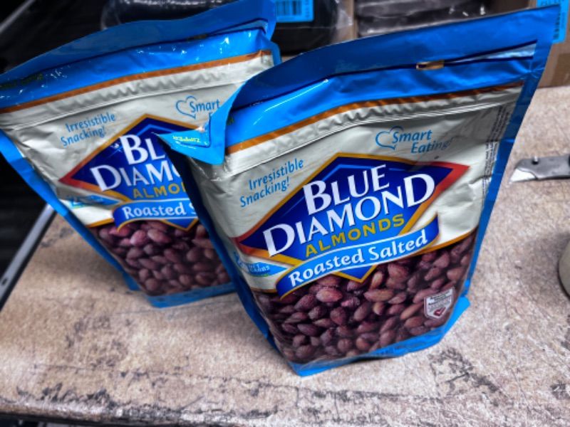 Photo 2 of ***BEST BY 12/23/23*** Blue Diamond Almonds Roasted Salted Snack Nuts, 25 Oz Resealable Bag (Pack of 2)