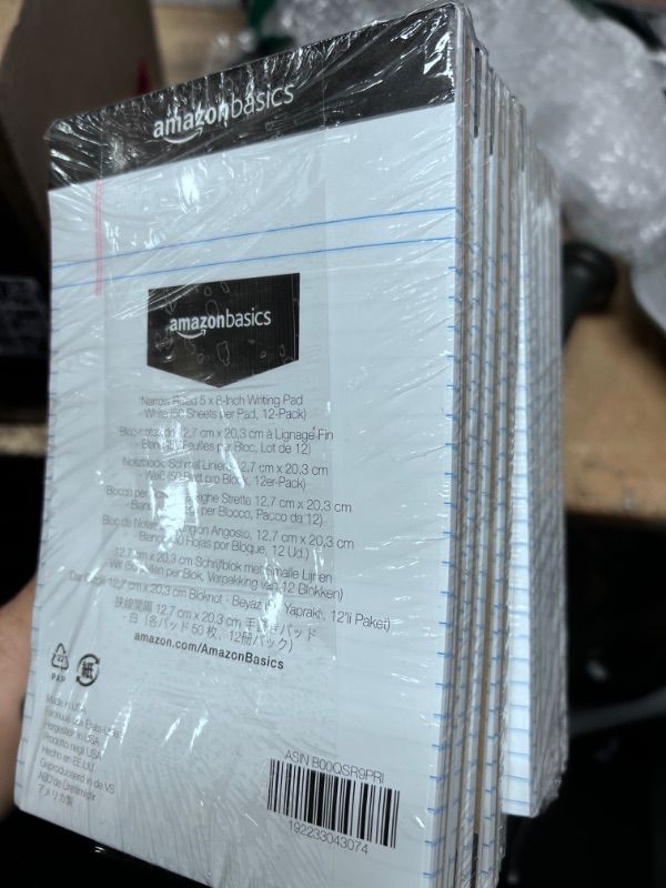 Photo 1 of Amazon Basics Narrow Ruled Lined Writing Note Pad, 5 inch x 8 inch, White, 24 Count 