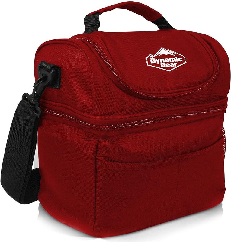 Photo 1 of Dynamic Gear Refrigerated Lunch Box Tote Bag, Large, Adults/Men/Women, Insulated, Mesh Pockets, for Travel, Work, Picnic, Camping! (Red)