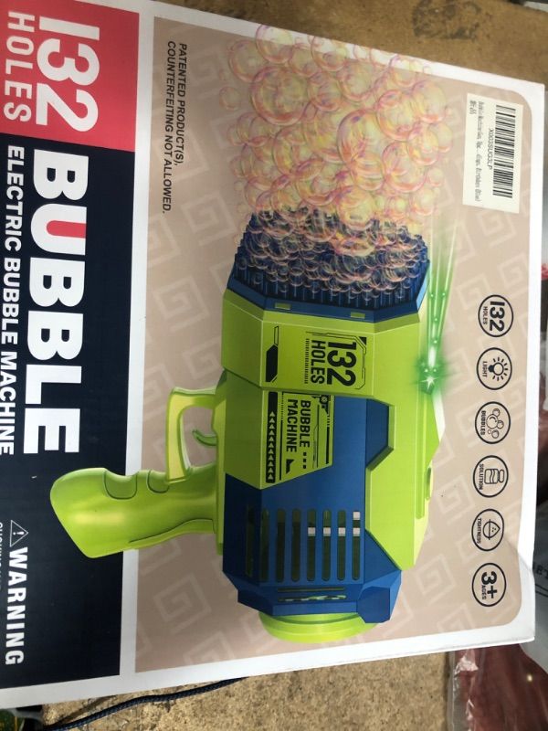 Photo 1 of 132 Holes Bubble Gun Toys, Rocket Launcher Bubble Blower Toy, Portable Bubble Machine with Colorful Light, Big Bubble Maker for Outdoor Indoor Games, Bubbles Machine for Wedding Birthday Gifts (Green) 132hole-green