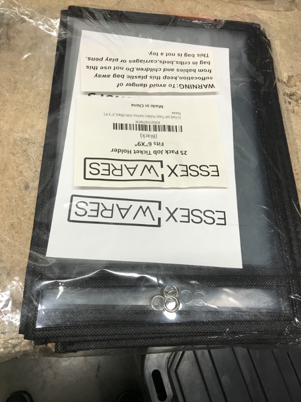 Photo 2 of Essex Wares Job Ticket Holder – 25-Pack Dry Erase Pocket Sleeves – 8 x 12-inch Clear Pocket Sleeves – Teacher Supplies for Classroom, Home – Erasable Pockets Folders with Rings for Kids – Black Black 6" X 9"