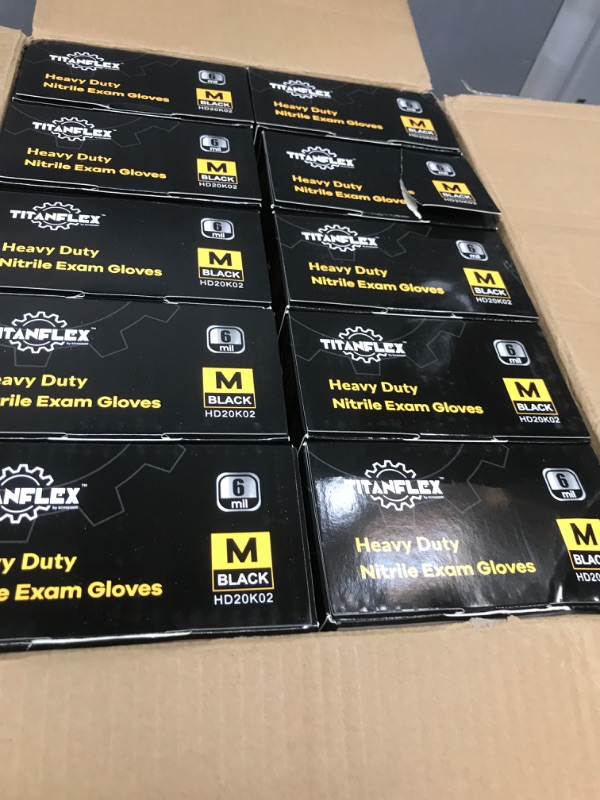 Photo 2 of TitanFlex Disposable Nitrile Exam Gloves, 6-mil, Black, Heavy Duty Disposable Gloves, Cooking Gloves, Latex Free, Powder Free 1000 Medium