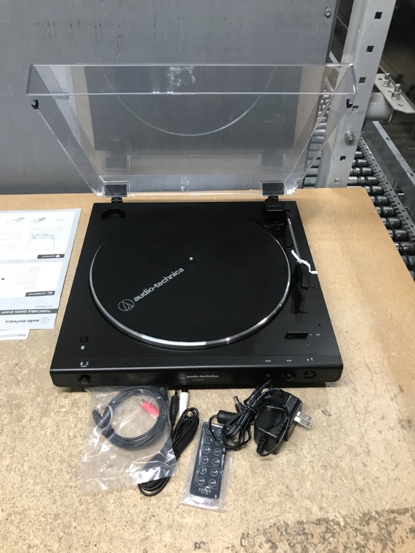 Photo 2 of Audio-Technica AT-LP60XBT-BK Fully Automatic Bluetooth Belt-Drive Stereo Turntable, Black, Hi-Fi, 2 Speed, Dust Cover, Anti-Resonance, Die-cast Aluminum Platter Black Wireless Turntable