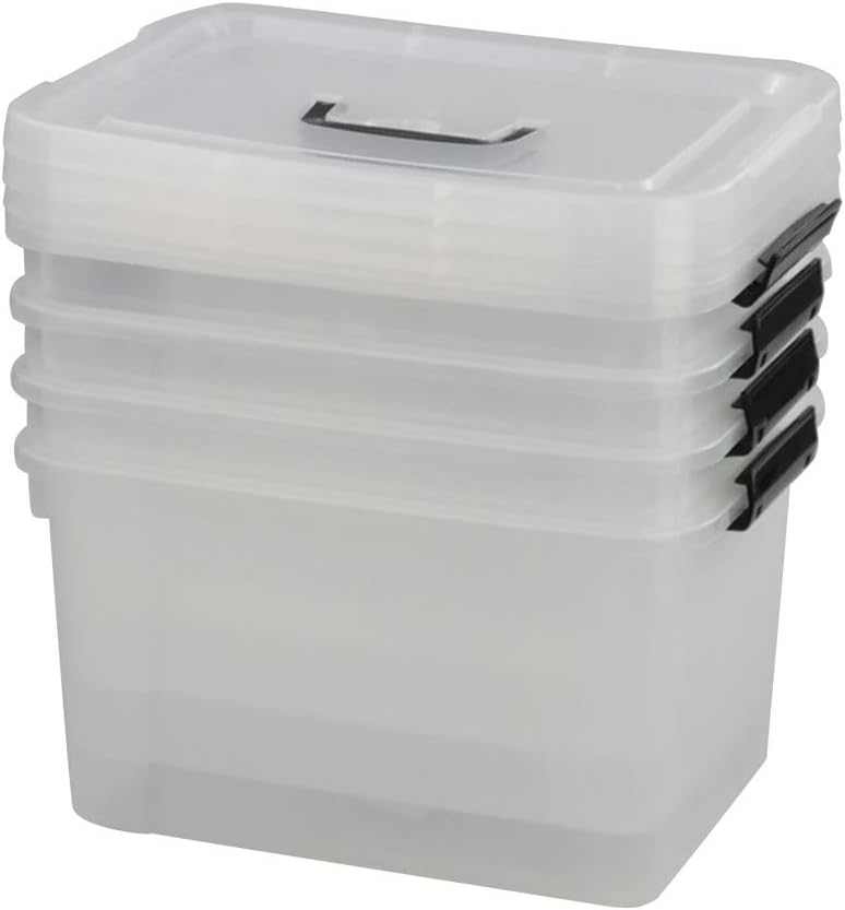 Photo 1 of 10 L Plastic Plastic Storage Box, Clear Latch Box with Handle, Set of 6