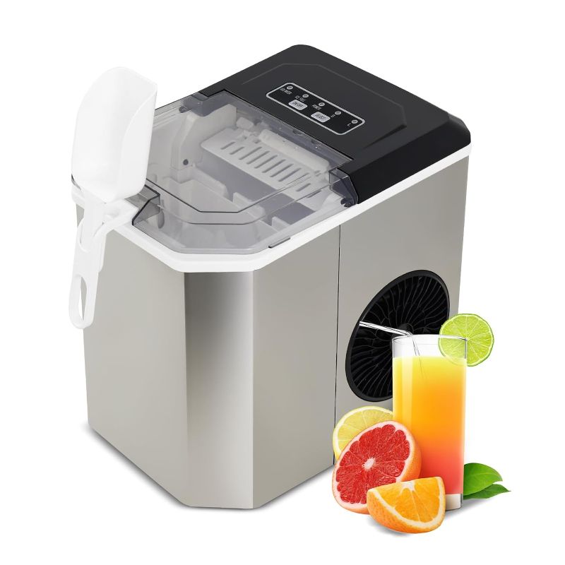 Photo 1 of  Stainless Steel Countertop Ice Maker, Portable Machine with Scoop Holde