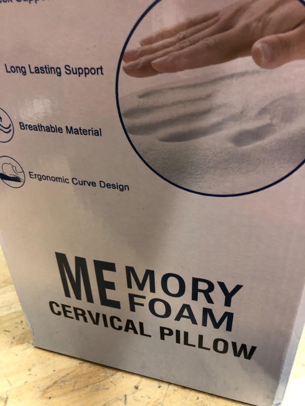 Photo 3 of * new* Elviros Cervical Memory Foam Pillow, Contour Pillows for Neck and Shoulder Pain, Ergonomic Orthopedic Sleeping Neck Contoured Support Pillow for Side Sleepers, Back and Stomach Sleepers (Grey, Soft) Grey Queen Size 25.2Lx15Wx(4.1"-4.9")H & Soft