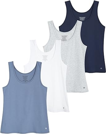 Photo 1 of Lucky Brand Women's Tank Top - 4 Pack Stretch Cotton Scoop Neck Sleeveless T-Shirt (L)
