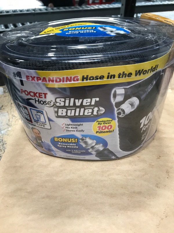 Pocket Hose Silver Bullet 100 ft Turbo Shot Nozzle Multiple Spray