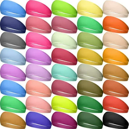 Photo 1 of  36 Pcs Women Headbands Head Bands Stretchy Fabric Hair Bands Elastic Sweat Band Non Slip Sports Workout