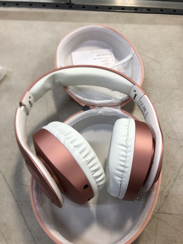 Photo 3 of TUINYO Bluetooth Headphones Wireless, Over Ear Stereo Wireless Headset 40H Playtime with deep bass, Soft Memory-Protein Earmuffs, Built-in Mic Wired Mode PC/Cell Phones/TV- Rose Gold Rose Gold Upgrade