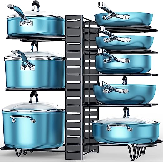 Photo 1 of  Pots and Pans Organizer, 8 Tier with 3 DIY Methods, Adjustable Rack for Cabinet, Kitchen Organization, Storage and for Pot Lid