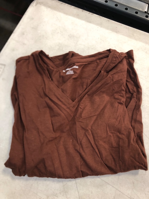 Photo 2 of Amazon Essentials Women's Classic-Fit 3/4 Sleeve V-Neck T-Shirt (Available in Plus Size), Multipacks 1 Dark Brown Medium