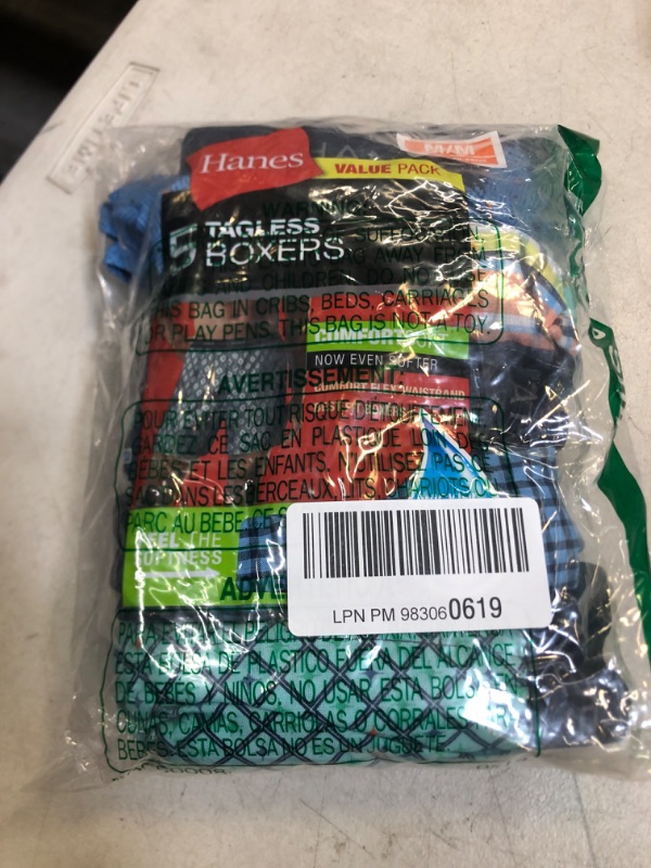 Photo 2 of Hanes Mens Tagless Boxer With Exposed Waistband Multi-Packs 5 5 Pack - Assorted Prints Medium