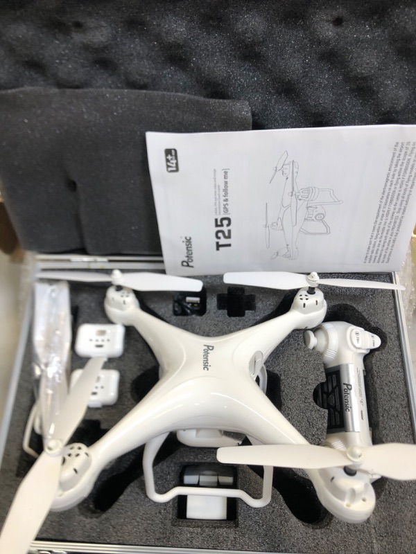 Photo 2 of Potensic T25 Drone with 2K Camera for Adults, RC FPV GPS Drone with WiFi Live Video, Auto Return Home, Altitude Hold, Follow Me, Custom Flight Path, 2 Drone Batteries and Carrying Case