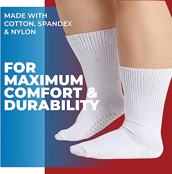 Photo 1 of 2 Pairs Extra Wide Socks for Swollen Feet, Diabetic Socks for Men, Diabetic Non Slip Socks, Diabetic Socks, Hospital Socks