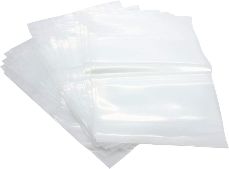 Photo 1 of 20 Pack Rok Hardware Heavy Duty 10" x 12" Resealable 4Mil Thick Writable Dispenser Plastic Big Clear Poly Zip Food Safe Storage Bags, Large RZ4R1012