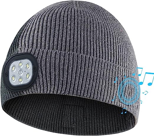 Photo 1 of AiParty Bluetooth Beanie Hat with Light, Unisex USB Rechargeable Winter Knitted Cap with Headphones and MIC for Teens Kids