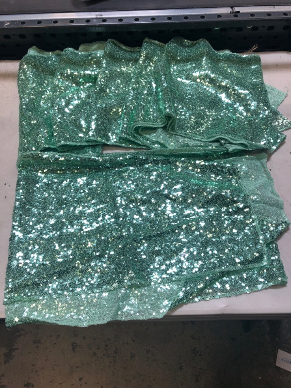 Photo 2 of 6-Pack Mint Green Sequin Table Runner 12''x72'' Glitter Table Runner for Party, Mint Green Sparkle Table Runner for Graduation Supplies Decorations Wedding, Engagement, Birthday & Baby Shower Mint Green 6