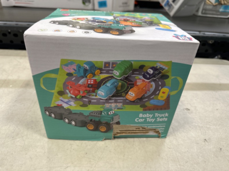 Photo 1 of ALASOU Baby Truck Car Toy with Tractor-Trailor and Playmat/Storage Bag|Baby Toys 12-18 Months|Infant Toys for 1 2 3 Year Old Boy and Girl|1st Birthday Gifts for Toddler Toys Age 1-2 6 Sets with trailor