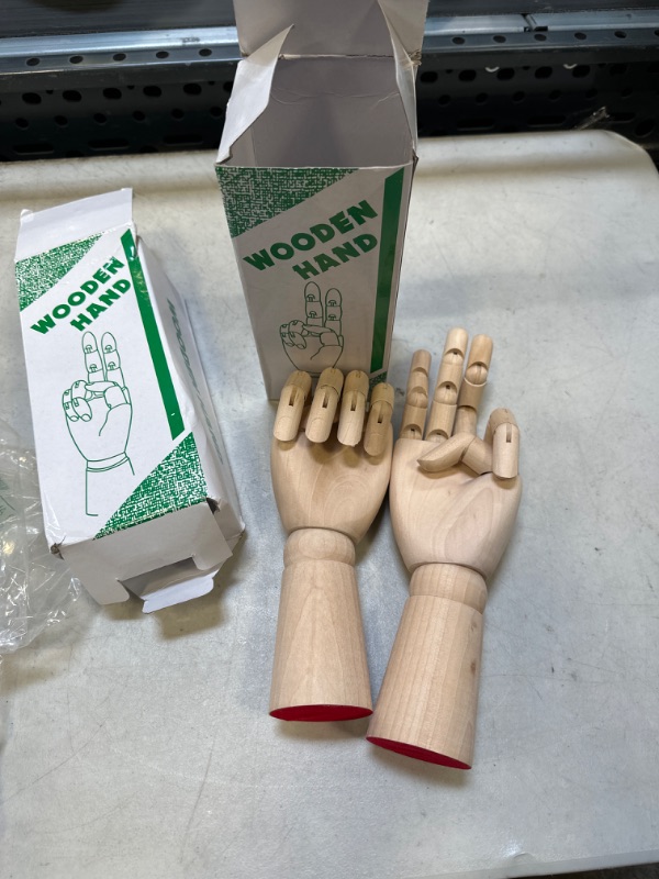 Photo 2 of 12 Inches Wood Art Mannequin Hand, Left and Right Wooden Manikin Hand, Wooden Artist Hand Model with Flexible Moveable Fingers for Drawing, Sketching, Painting