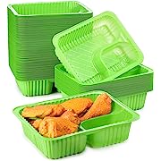 Photo 1 of Yinkin  Nacho Trays Disposable 6 x 5 Inch Movie Nigh Snack Trays 2 Compartments Plastic Cheese Dispenser Concession Stand Supplies--Green