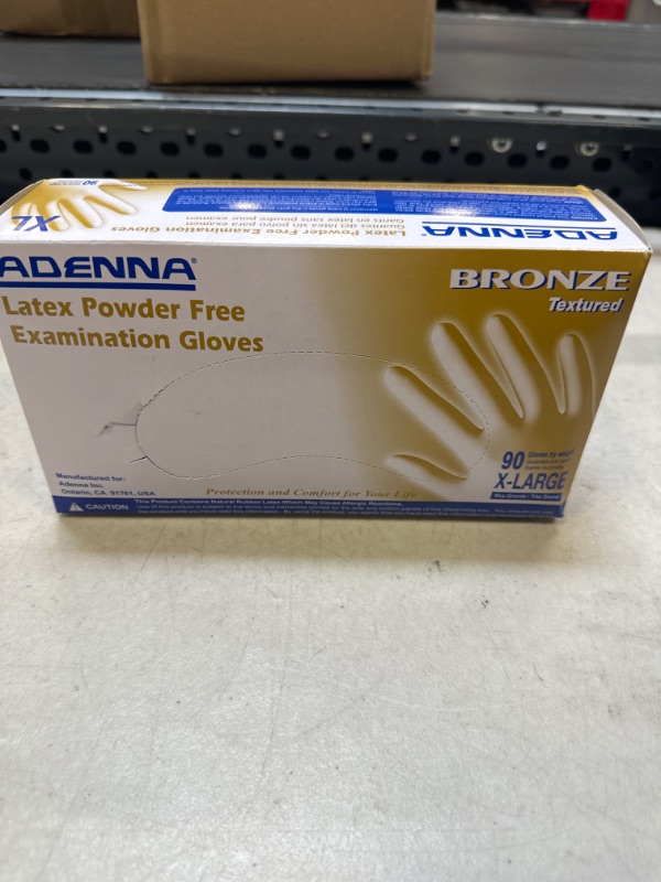 Photo 2 of Adenna Bronze Latex Powder Free Medical Exam Gloves, X-Large (1000 Gloves)