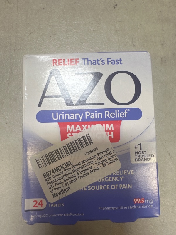 Photo 2 of AZO Urinary Pain Relief Maximum Strength Phenazopyridine Hydrochloride Fast relief of UTI Pain---exp date 08-2024