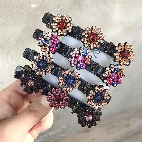 Photo 1 of 2Pack  Braided Hair Clips For Women, 10 PCS Sparkling Crystal Stone Braided Hair Clips, Satin Fabric Hair Bands, Rhinestone Hair Clips, Braided Hair Clip With Rhinestones For Women/Girls  