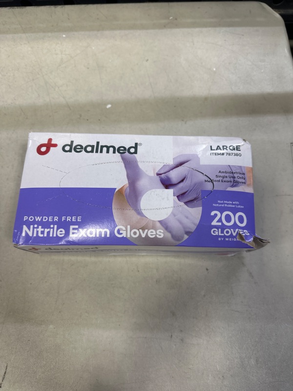 Photo 2 of Dealmed Medical Exam Gloves – 200 Count Large Nitrile Gloves, Disposable Gloves, Non-Irritating Latex Free Gloves, Multi-Purpose Use Medical Gloves for a First Aid Kit and Medical Facilities Purple (Pack of 1) Large (Pack of 200)