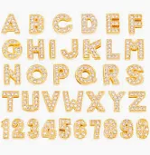 Photo 1 of  Rhinestone Letter & Numbers Stickers Large Glitter Gold/white