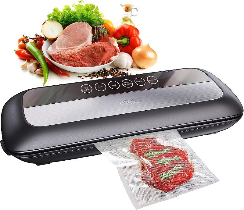 Photo 1 of TRUDIN Food Vacuum Sealer Machine With ?Dry & Moist? Sealing Modes, Automatic Vacuum Sealer for Food Preservation With Starter Kit, Built in Cutter, Led Indicator, Easy to Clean Storage
