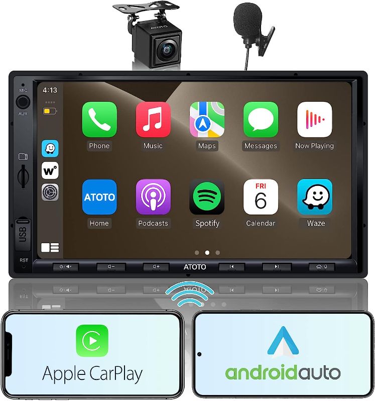 Photo 1 of [Upgrade] ATOTO Double Din Car Stereo with Wireless CarPlay,Wireless Android Auto,10.1'' IPS Touchscreen,Bluetooth,Phone Mirroring,HD LRV Camera,USB Video & Audio,F7G2A7WE-S01
