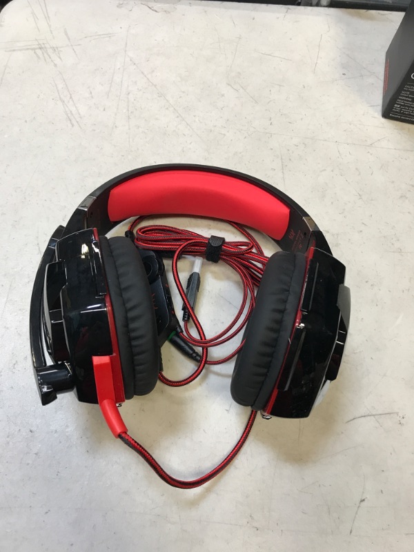 Photo 2 of VersionTECH. G2000 Gaming Headset, Bass Surround Gaming Headphones with Noise Cancelling Mic, LED Lights, Soft Memory Earmuffs for PS5/ PS4/ Xbox One Controller/Laptop/PC/Mac/Nintendo NES Games-Red