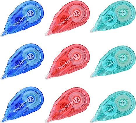 Photo 1 of BANJI White Out Correction Tape Office Learning Easy to Use Applicator for Instant Correction, Learning Supplies and Office Products 9 Pack 1/5 in. x 39.3 ft