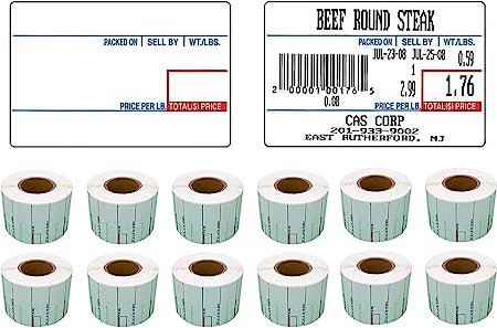 Photo 1 of CAS LST-8010 Printing Scale Label, 58 x 40 mm, UPC 12 Rolls Per Case