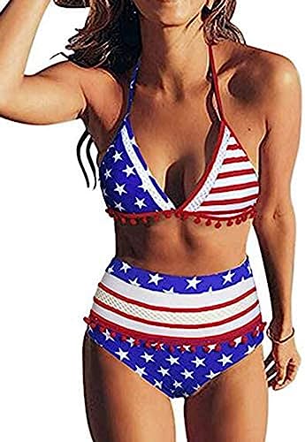 Photo 1 of American Flag Bikini Womens American Flag Swimsuit Bikini 4th of July Bathing Suit USA Flag Swimsuits, SIZE L 