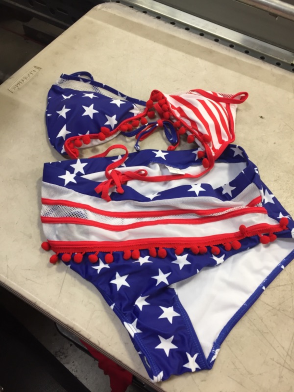 Photo 2 of American Flag Bikini Womens American Flag Swimsuit Bikini 4th of July Bathing Suit USA Flag Swimsuits, SIZE L 